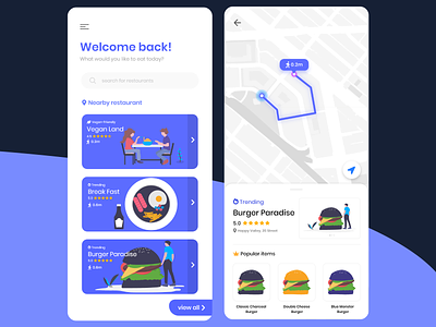 Restaurant Finder App app design flat illustration minimal restaurant ui