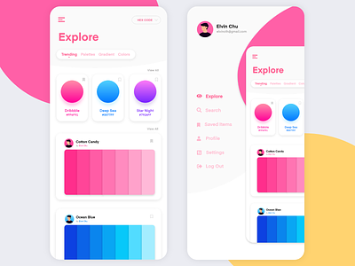 Color Sharing App app color color palette colorful concept design flat minimal ui