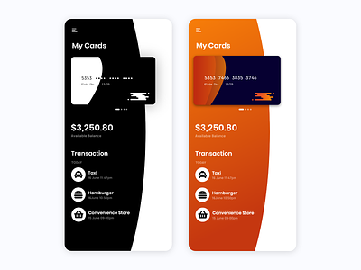 Credit Card App - UI Design app color colorful concept credit card dailyui design flat minimal ui