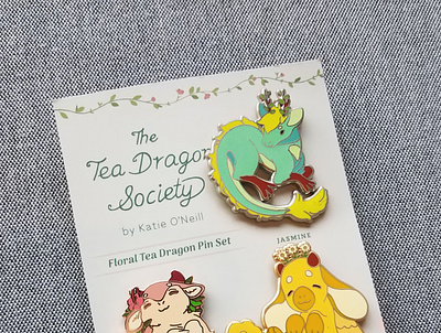 The Tea Dragon Society: floral teas enamel pin set enamel enamel pin enamel pins pin design pin game vector