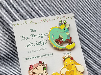 The Tea Dragon Society: floral teas enamel pin set