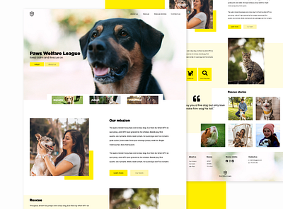 Animal Shelter landing page animals landing page pets shelter ui design web design