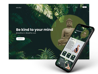 Meditation landingpage meditation ui design web design