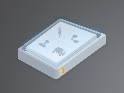 Icon concept for an app container glass casing icon paper