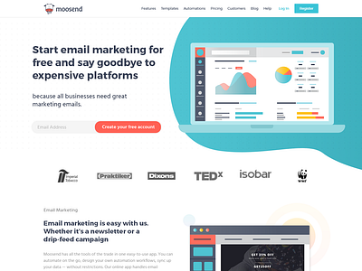 Moosend Home design email homepage moosend ui web app website