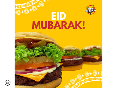 Eid Mubarak burger burger logo burger menu burgers chicken eid eid mubarak eidmubarak fast food fastfood social media social media banner social media design social media post design