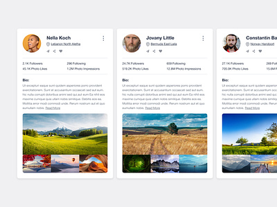 Photographers UI Cards