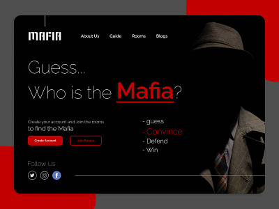 Mafia Homepage branding creative design figma game home page landing page mafia poster ui ux web