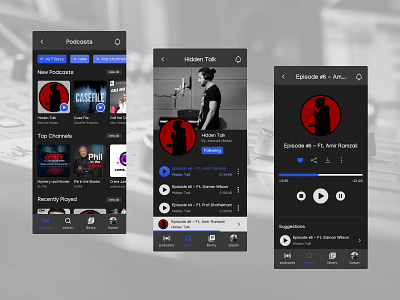 SawCast (podcast app concept) appdesign application castbox creative design music player podcast soundcloud spotify ui uidesign uiuxdesign ux