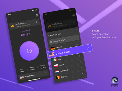 VPN Application Concept appdesign application branding concept creative design trending application ui uidesign uiux ux uxdesign vpn