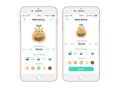 Daily UI Challenge: Item Customization with Boba Bunny