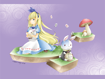 Alice in Wonderland, Anime Style alice alice in wonderland anime anime art art artist artwork bunnies bunny character cute digital art drawing illustration kawaii manga