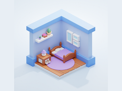 Isometric Pastel Room