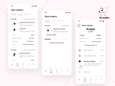 Acuppa coffeeshop app concept - Order tracking 📋 app branding coffeeshop design history mobile ui orders tracking ui ux