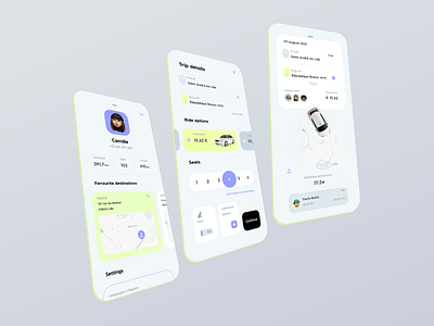 🚘 Ride sharing app concept app booking design gradient green illustration mobile mobile ui ride rideshare travel uber ux