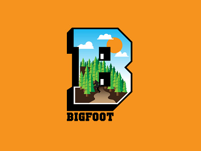 B for Bigfoot alphabet design icon illustration typography vector