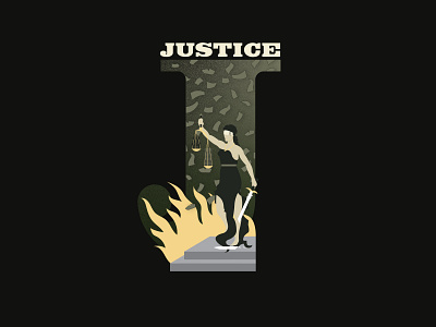 J for Justice alphabet design icon illustration typography vector