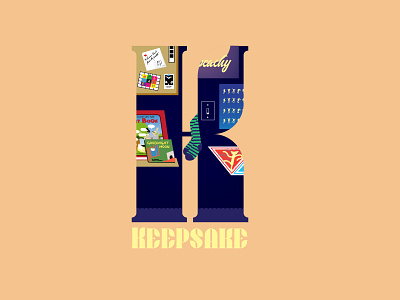 K for Keepsake alphabet design icon illustration typography vector