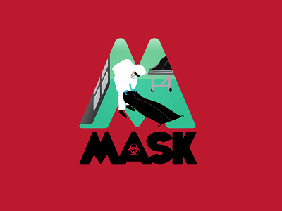 M for Mask alphabet design icon illustration typography vector