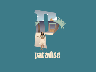 P for Paradise alphabet design icon illustration typography vector