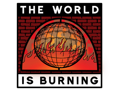 The World Is Burning Sticker grunge icon illustration sticker vector