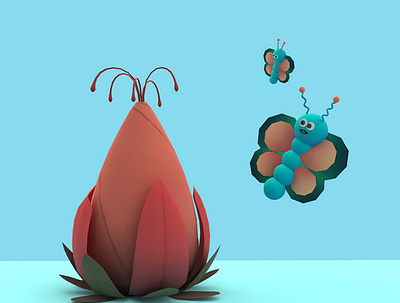 Butterflies 3d 3d art 3d artist 3dart 3ddesign adobedimension design flower