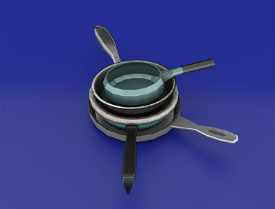 Cooking 3d 3d art 3d artist 3dart 3ddesign blender blender3d cooking pan pots