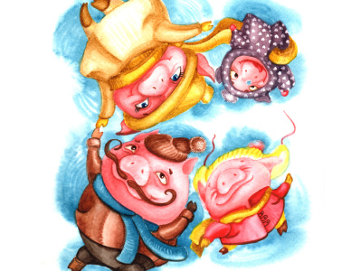 свинки акварель детскаяиллюстрация иллюстратор стихидетям