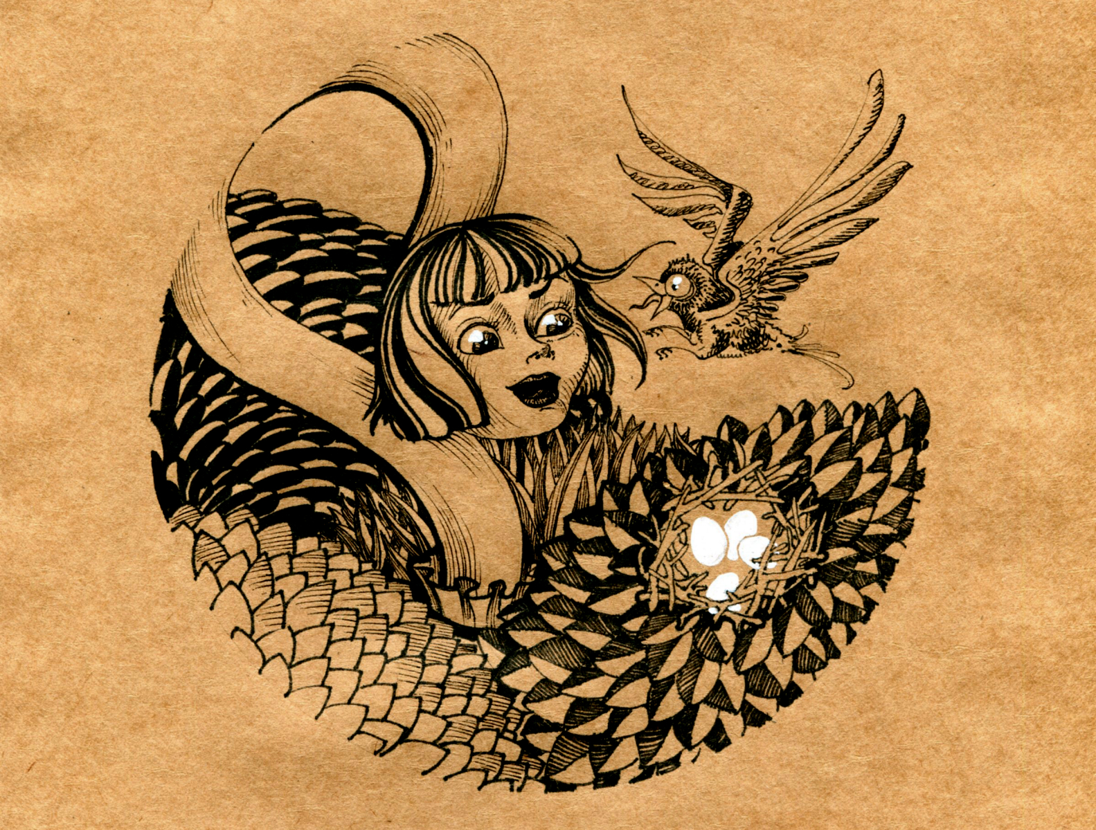 Алиса и птица illustration алиса графика детскаяиллюстрация