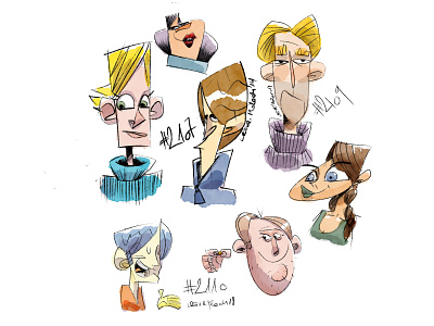 Coffeesketch No2107-No2110 character characterdesign coffeesketch faces people procreate sketch