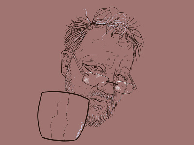 Tired self portrait with reading glasses coffee lineart procreate selfportrait tired