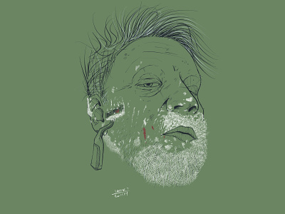 Self-portrait with razor and blood