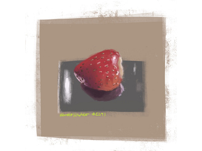 strawberry on a metallic plate, speedpaint coffee digitalart fruit metallic painting procreate sketch speedpaint strawberry