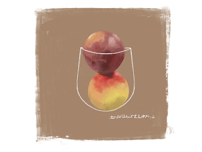 peaches speedpaint coffee glass illustration peach procreate sketch speedpaint sun