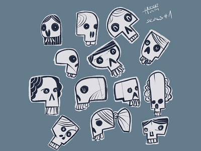 Random skulls cartoon procreate sketch skull