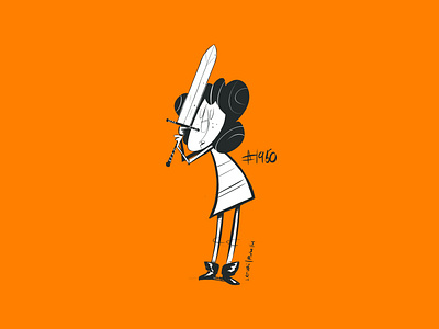 Coffee sketch No.1950 character design coffee coffeesketch girl illustration procreate sword