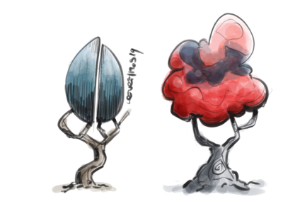 Tree sketches cartoon environment procreate tree