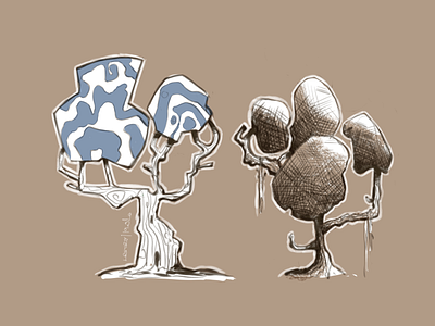 Tree sketches cartoon illustration procreate tree