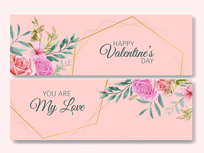 Valentine's day greeting card with floral ornament