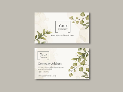 Elegant business card with leaves ornament brand business businesscard company corporate floral idcard identity leaf leaves logo marketing mockup modern presentation print professional profile sales watercolor