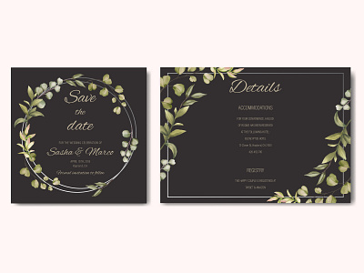 Wedding invitation with floral ornament and silver frame background beauty bouquet bridal card celebrate floral flower frame illustration invitation leaf love mariage save the date silver template watercolor wedding wreath