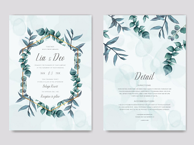Wedding invitation template with floral ornament and gold frame by Dheo ...