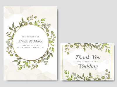 Greenery wedding invitation template with eucalyptus leaves background bouquet bridal card celebrate engagement eucalyptus floral flower frame illustration invitation leaf leaves love mariage plant watercolor wedding wreath