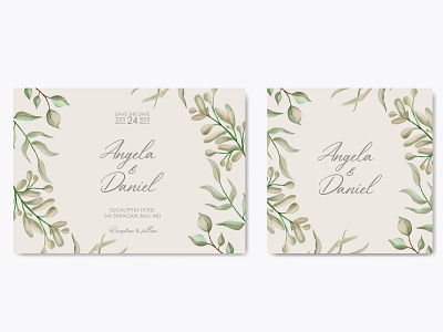 Floral watercolor wedding invitation card soft painting