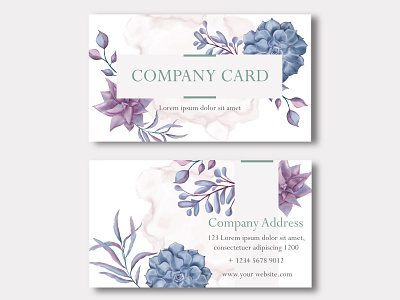 Business company card with luxury floral frame template abstract address background brand business card company contact corporate floral florist identity logo marketing mockup name office stationery watercolor website