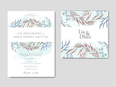 Beautiful wedding invitation card with colourful floral frame