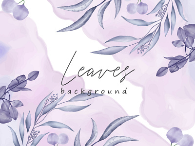 Elegant purple watercolor floral and leaves background