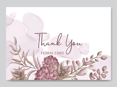 Thank you floral card template background beauty bouquet card celebrate engagement floral flower frame illustration invitation leaf love mariage succulent template thankyou watercolor wedding wreath