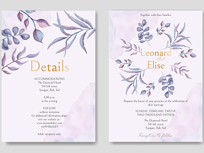 Wedding invitation with floral ornament and gold font background beauty bouquet card celebrate engagement floral flower frame gold illustration invitation leaf leaves love mariage template watercolor wedding wreath