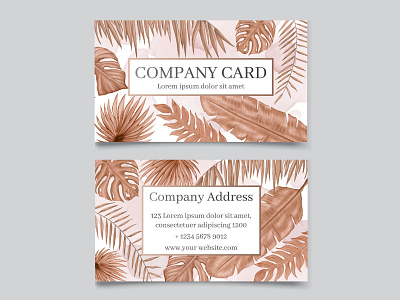 Business card with exotic tropical leaves background